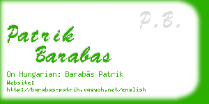 patrik barabas business card